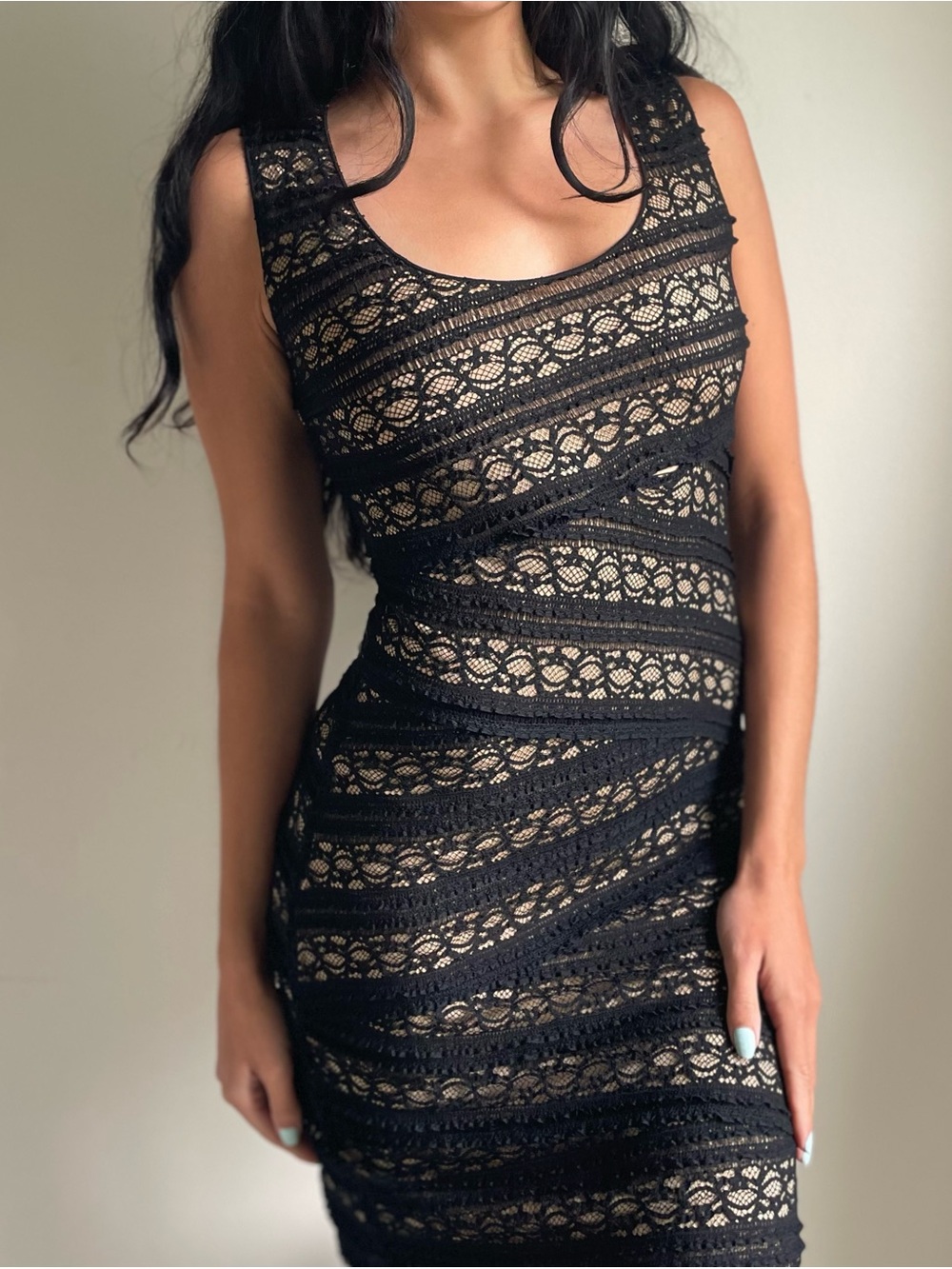 Max Studio Gothic Lace Bodycon Mini Dress